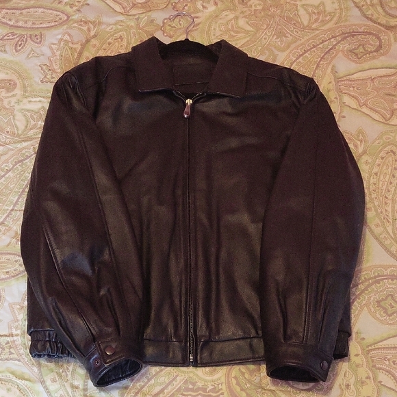 Croft & Barrow Men's Black Genuine Leather Zip Up Jacket L